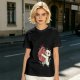Olive T-Shirt With Cute White Cat Hugging Anatomical Heart Print
