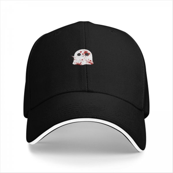 Black Baseball Cap With Cute Bloody Ghost Graphic