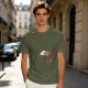 Olive Green T-Shirt With Cute Cartoon Pig Print