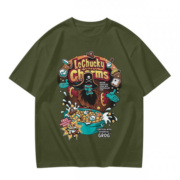 Olive T-Shirt With LeChucky Charms Pirate Cereal Graphic