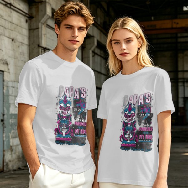 Olive T-Shirt with Papa's Tiki Paradise Skull Graphic