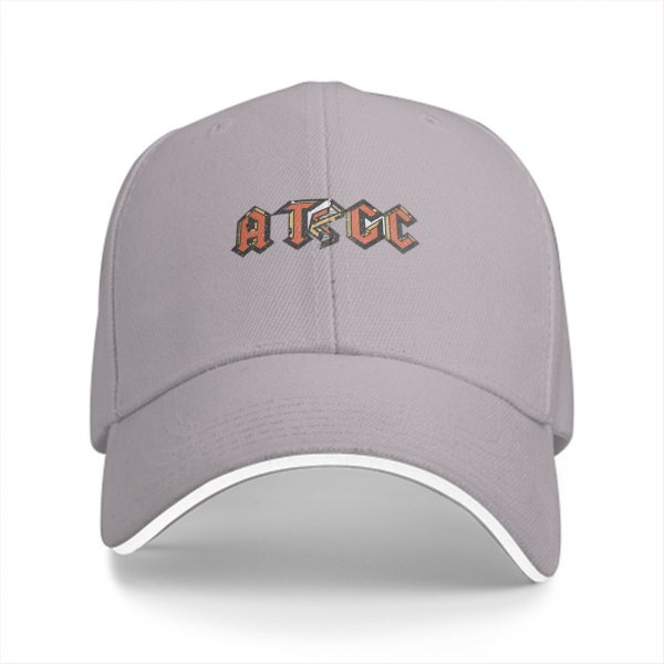 Black baseball cap with stylized ATGC graphic print