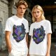 Olive T-Shirt With Neon Toothless Dragon Head Art Print