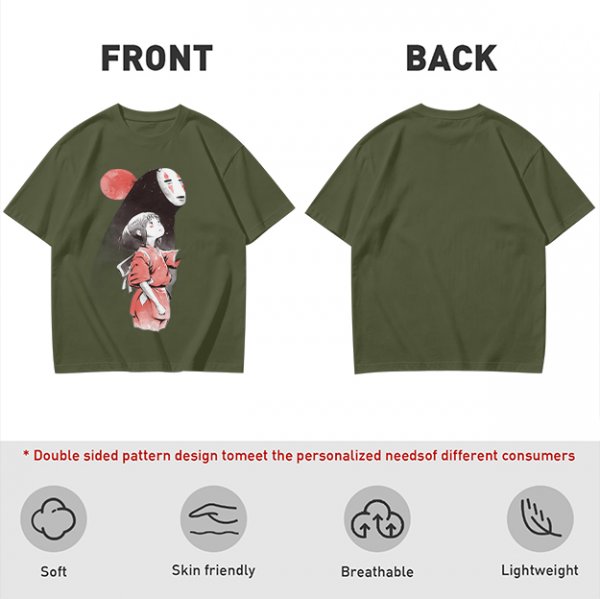 Spirited Away Chihiro and No Face Anime Graphic T-Shirt