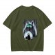 Olive T-shirt with My Neighbor Totoro Rain Scene Print