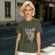 Olive T-shirt with colorful robot transformer graphic print