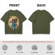Olive T-Shirt With Fantasy Wizard Character Graphic Print