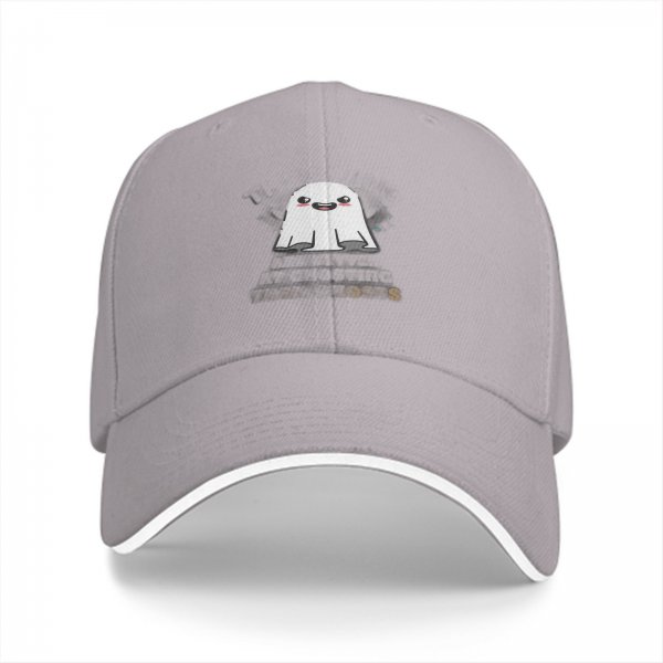Black baseball cap with cute smiling ghost graphic