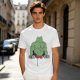 Oversized Army Green T-Shirt With Muscular Frog Lifting Dumbbells Print