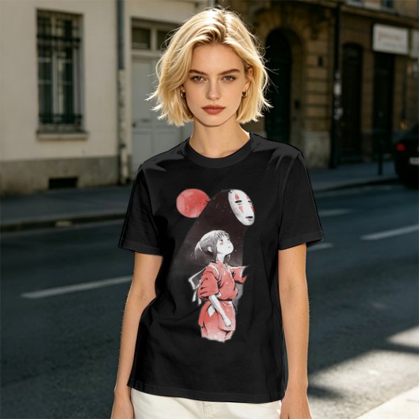 Spirited Away Chihiro and No Face Anime Graphic T-Shirt