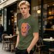 Olive Halloween T-Shirt with Skeleton Arm Jack-o'-Lantern Graphic
