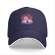Black baseball cap with anime sunset graphic print