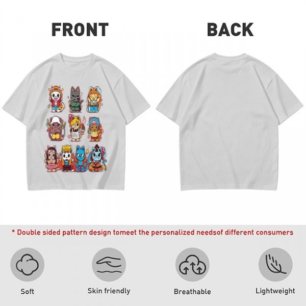 Olive T-Shirt With Cute Anime Cat Character Print