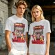 Olive T-shirt with Fast Food Themed Street Fighter Style Fight Artwork
