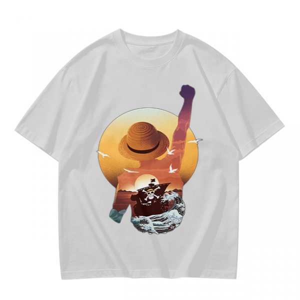Anime Pirate Adventure Sunset Graphic T-Shirt Design
