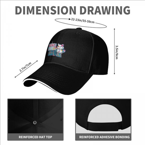 Black baseball cap with cat painting art design