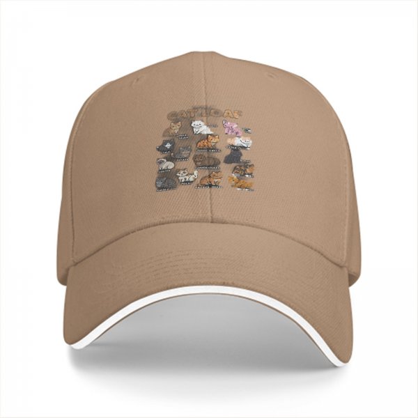 Black Baseball Cap With Cat Loaf Breeds Graphic Print