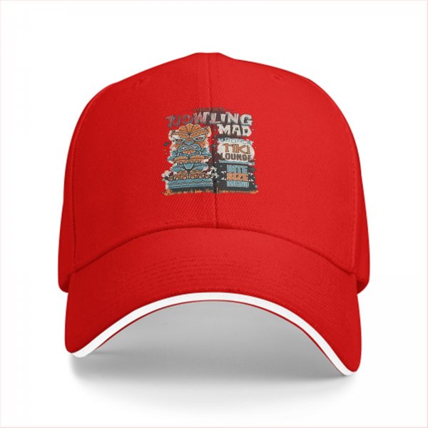 Black baseball cap with Howling Mad Tiki Lounge graphic print