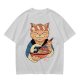 Olive T-Shirt with Japanese Ramen Chef Cat Graphic