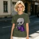 Olive T-Shirt With Grumpy Vampire Holding Coffee Mug Print