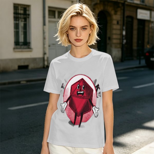 Olive Green T-Shirt With Cartoon D20 Vampire Graphic