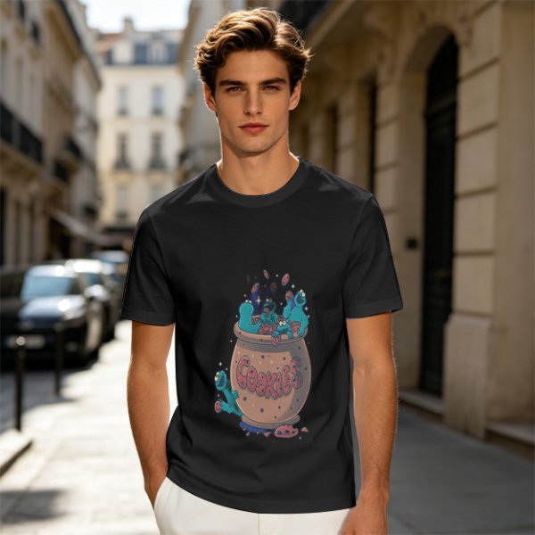 Olive T-Shirt With Cookie Monster Cookie Jar Graphic
