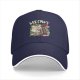 Black baseball cap with punk rock cat graphic design
