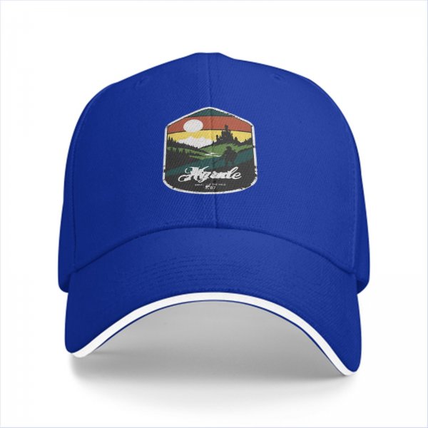 Black Baseball Cap with Retro Outdoor Landscape Graphic Patch