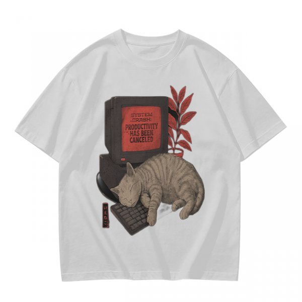 Cat Sleeping on Keyboard Productivity Canceled T-Shirt