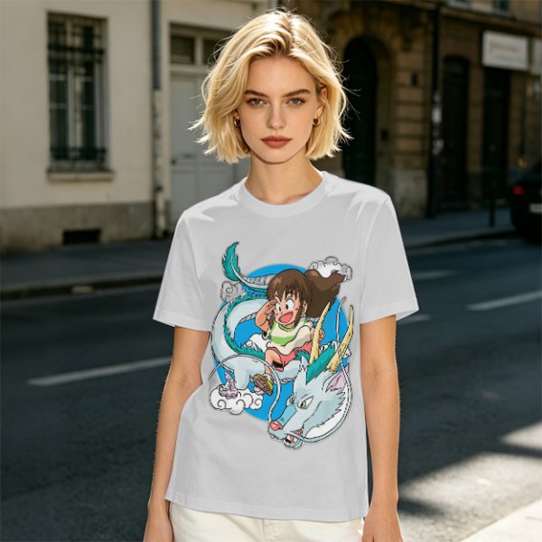Spirited Away Chibi Haku and Chihiro Graphic T-Shirt