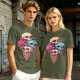 Olive T-Shirt With Skull Ice Cream Cone Graphic