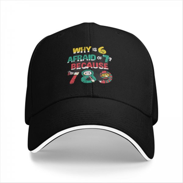 Why Is 6 Afraid Of 7? Because 7 8 9 Funny Math Cap