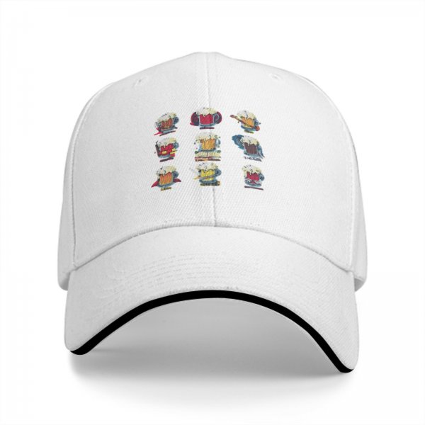 Black Baseball Cap With Fantasy Beer Mug Character Prints