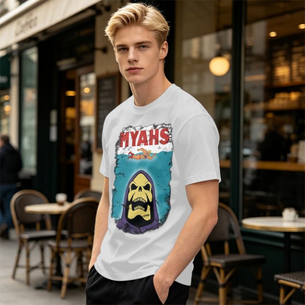 Olive Graphic T-Shirt with Skeletor Jaws Parody Art