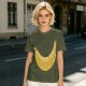 Olive Green T-Shirt With Large Banana Peel Graphic Print