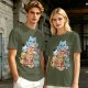 Olive T-Shirt With Chibi Pirate Cats Group Graphic