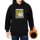 Black hoodie with Comic Cone Intercational cat graphic