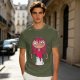 Olive Green T-Shirt With Creepy Cartoon Girl Print