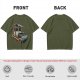 Olive T-Shirt With Rustic Wooden Cart Print