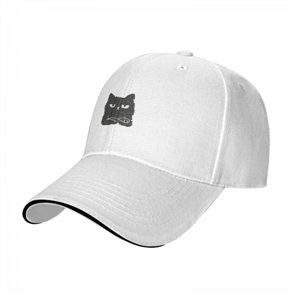 Black Baseball Cap With Grumpy Cat Face Graphic