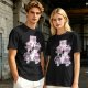 Olive green t-shirt with playful Mount Fuji character graphic print
