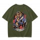Olive T-shirt featuring The Cursed Prince Beast with roses and candelabra