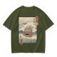 Olive t-shirt with ukiyo-e style Howl's Moving Castle print