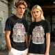 Olive T-Shirt With Whimsical Wizard Cat Garden Door Art