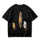 Olive T-Shirt With Cartoon Characters Riding Bikes Through Portal