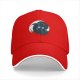 Black Baseball Cap With Glowing Blue Dragon And Sword Print