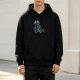 Black Hoodie With Creepy Clown Graphic Print