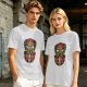 Olive T-Shirt with Tribal Warrior Mask and Horse Graphic Print