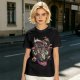 Olive Graphic Tee With Surreal Fantasy Creature Art Print