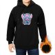 Black Hoodie With Cute Anime Character Graphic Print